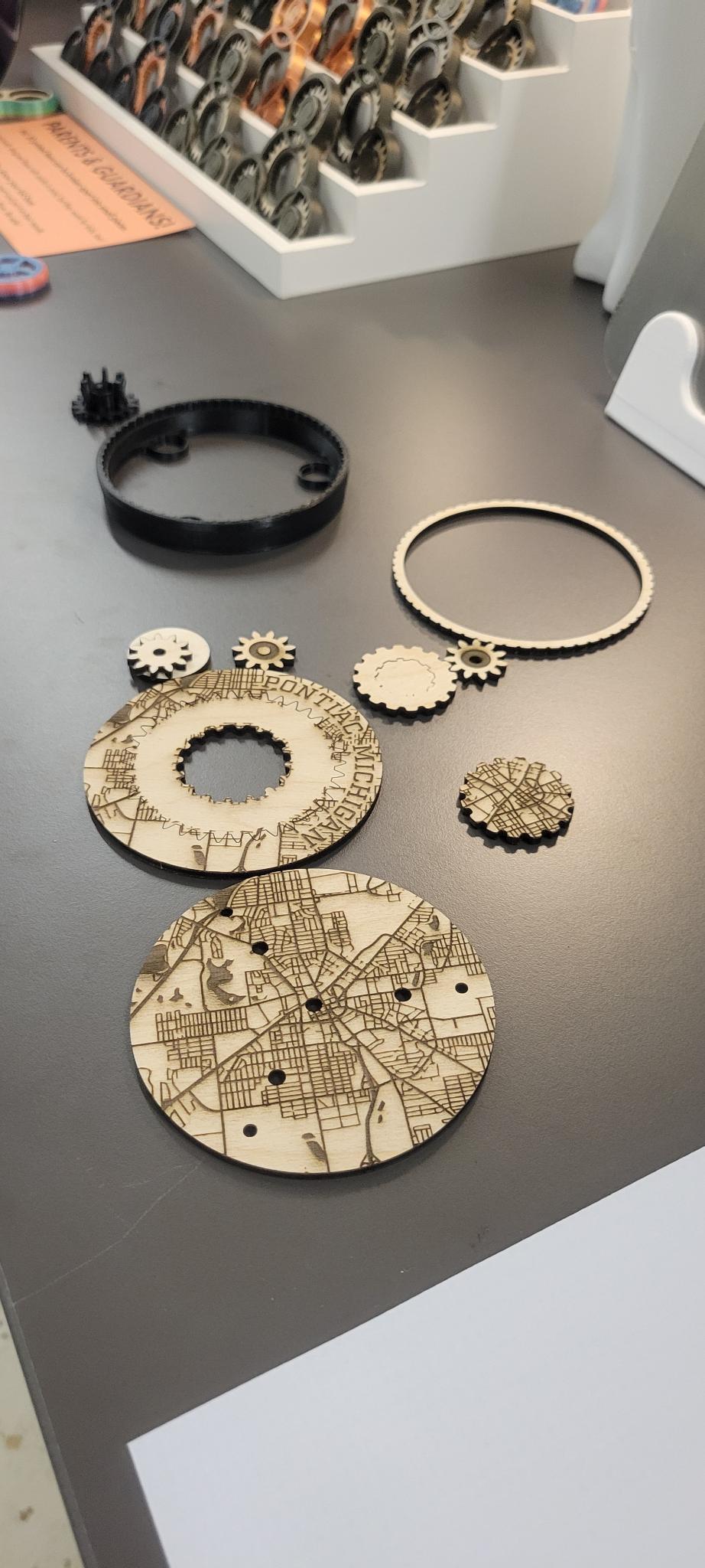 City of Pontiac Map Spinner Magnet (working planetary gears!)