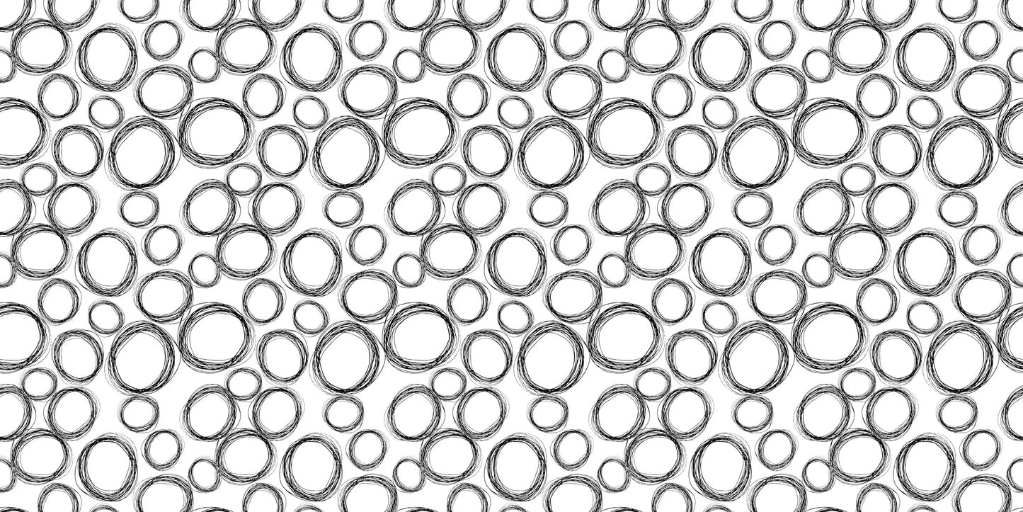 InkBird Print Studio vinyl gift wrap, white background with hand-drawn black circles, abstract textured pattern, size visible on roll.