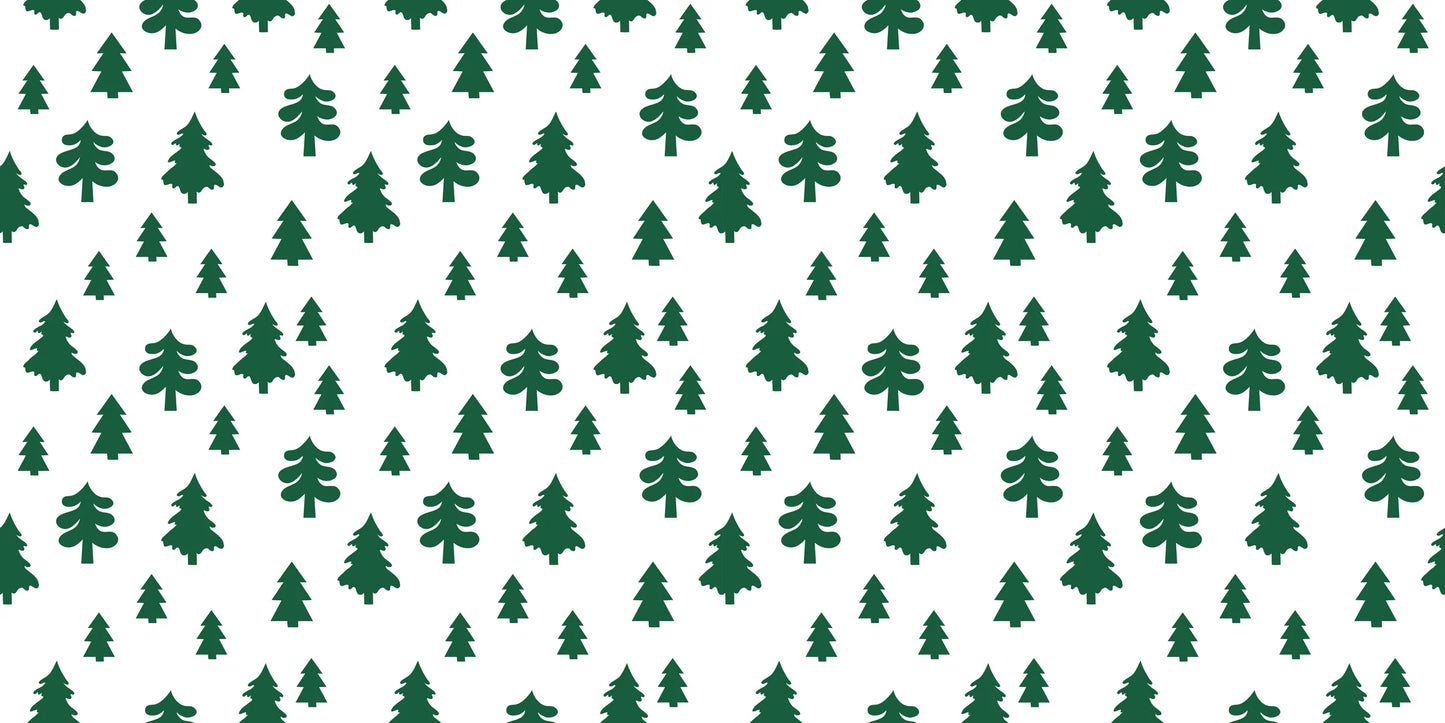 InkBird Print Studio green pine tree vinyl wrapping paper on white, smooth finish, seamless pattern, unique gift wrap style.