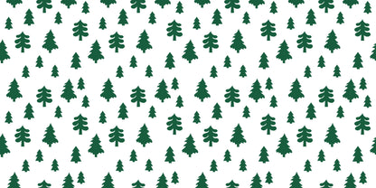 InkBird Print Studio green pine tree vinyl wrapping paper on white, smooth finish, seamless pattern, unique gift wrap style.