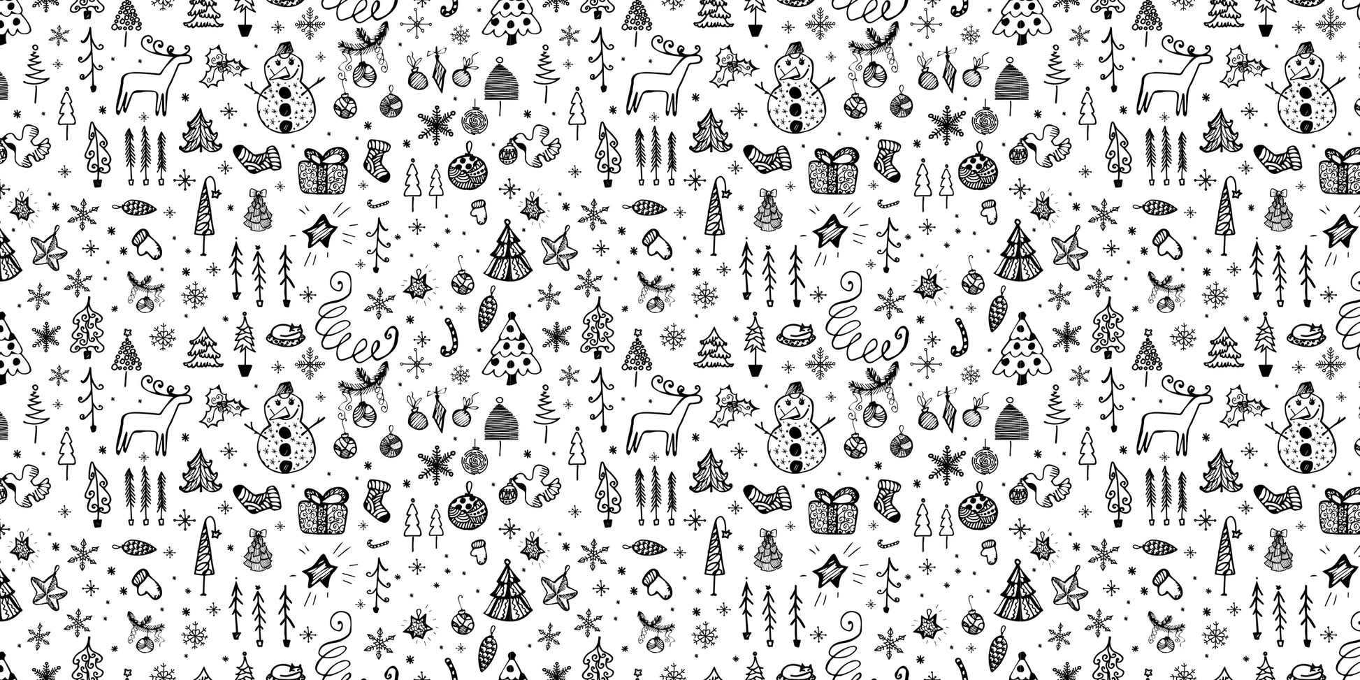 InkBird Print Studio Christmas wrapping paper, glossy white vinyl with cute doodle pattern; snowmen, reindeer, trees. 30x20 inch roll.
