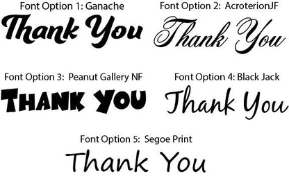 InkBird Print Studio vinyl decal says Thank You in five distinct fonts; white adhesive for mailboxes, approx. 4x6 inches, durable finish.